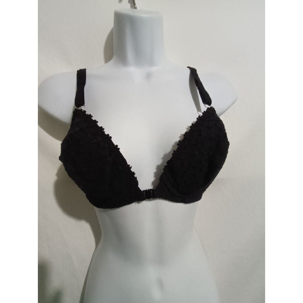 NWOT Lynda's World Size 34B Black Lace Floral Underwire Front Close Bra